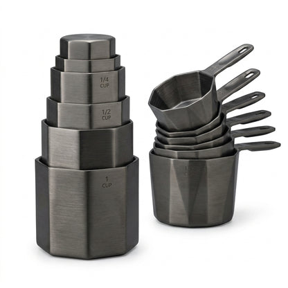 NGjkdue™ Magnetic Measuring Cups Set, Hexagonal Stainless Steel Measuring Cups, Space-Saving Nesting & Stackable Metal Measuring Cups, Easy One-Handed Access Kitchen Baking Tools for Dry & Liquid Ingredients